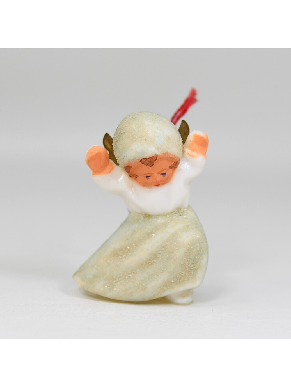 Vintage Miniature Snow Angel Plastic Christmas Ornament Sugared West Germany 2"